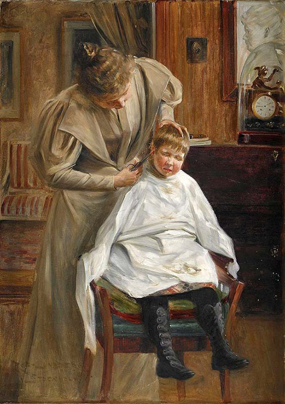 Mother Cutting the Hair
